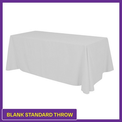 White - 8' Blank (No Imprint) Hemmed Standard Throw - 4 Sided