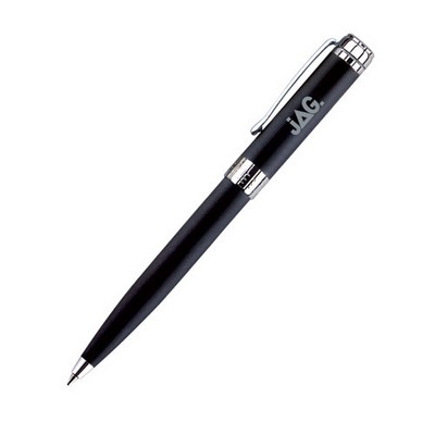 Twist Action Solid Brass Barrel Ballpoint Pen w/ Chrome Accent