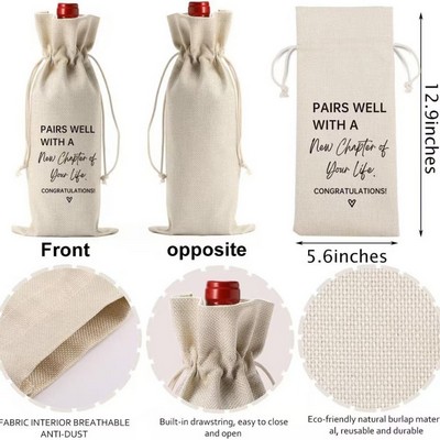 Drawstring Burlap Wine Gift Bag