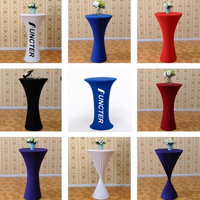 23 x 43" Spandex Cocktail Table Cover, Custom Printed Table Cover With Round Plate